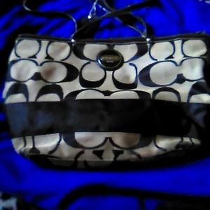 Coach Signature khaki and Black tote bag